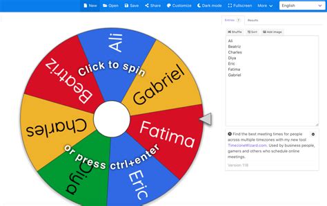 spin the wheel custom|Wheel of Names.